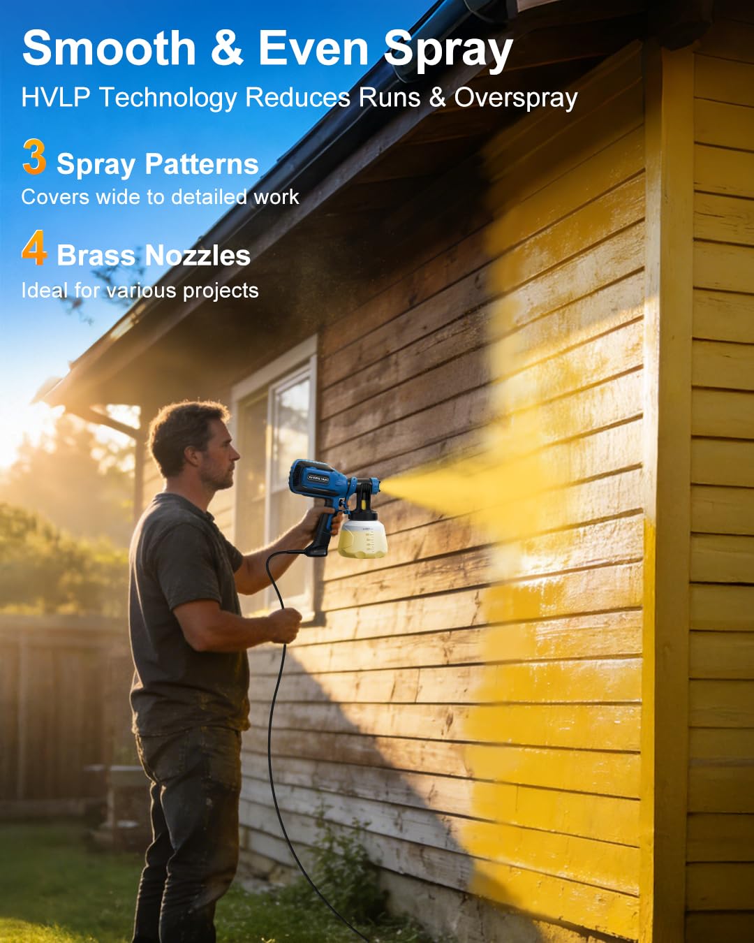 Pulendy sprayer dust blowing joint preps surface for cleaner spraying.