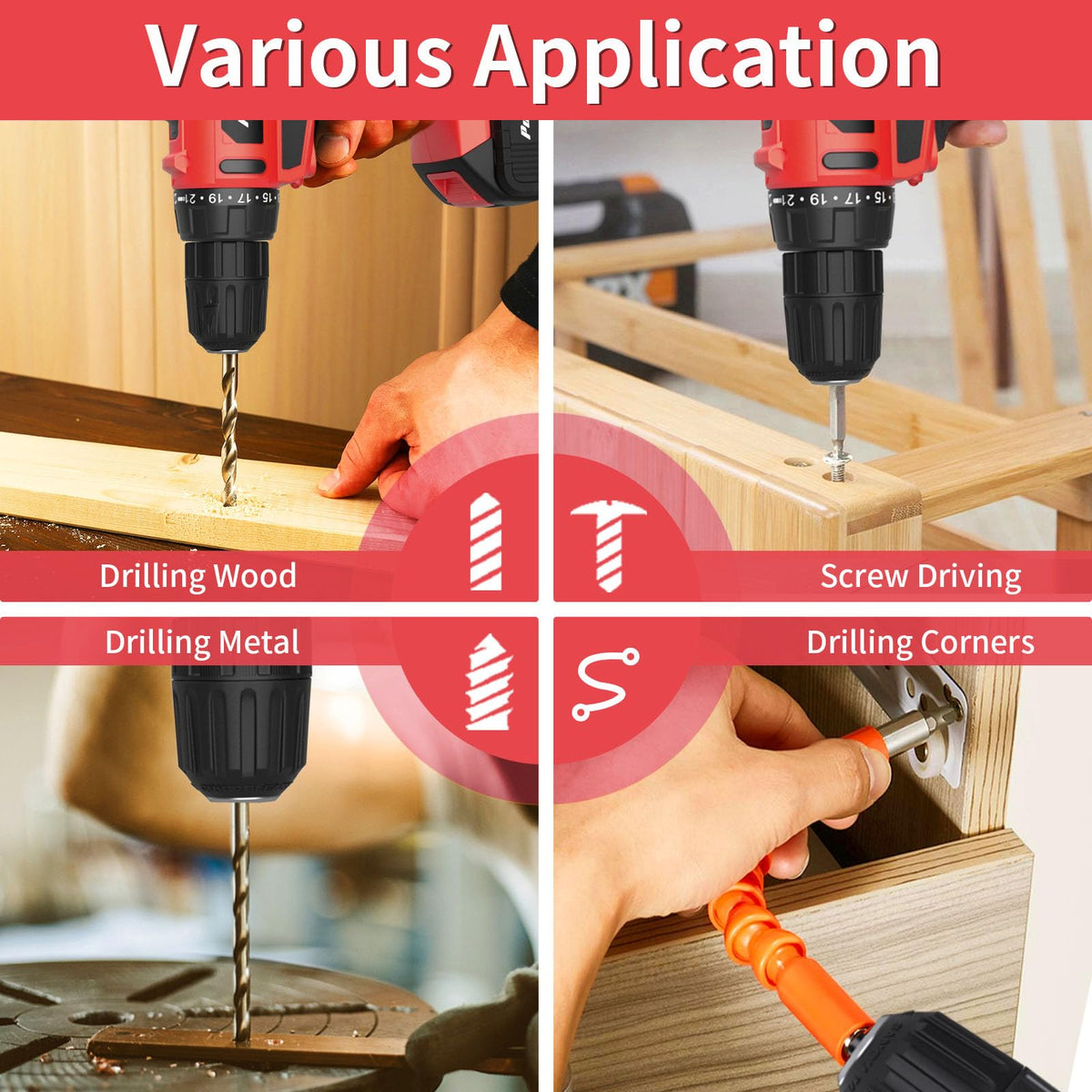 PULITUO drill with 21+1 settings dial, precise control during driving tasks.