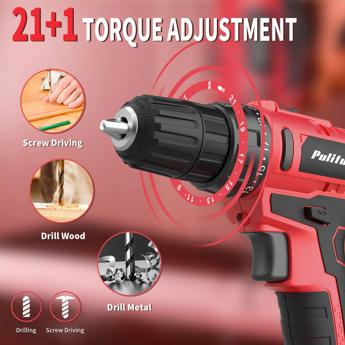 PULITUO 34-piece kit contents, all-in-one solution for drilling and driving.