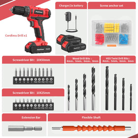 PULITUO LED work light on drill, improves visibility in tight spaces.