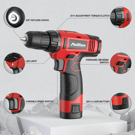Pulituo ergonomic red drill handle designed for comfortable extended use.