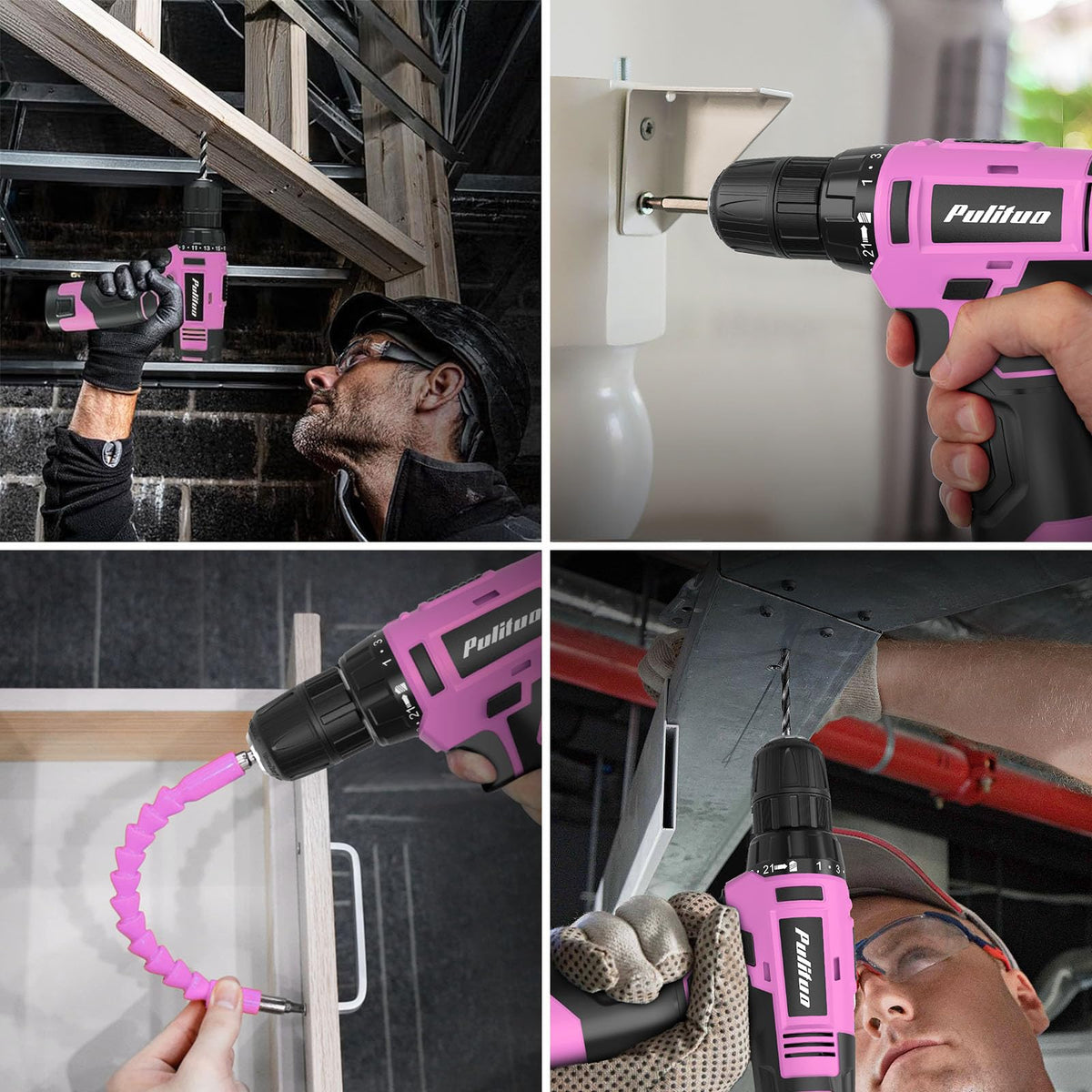 PULITUO included accessories cover drilling, measuring, cutting, and fastening tasks