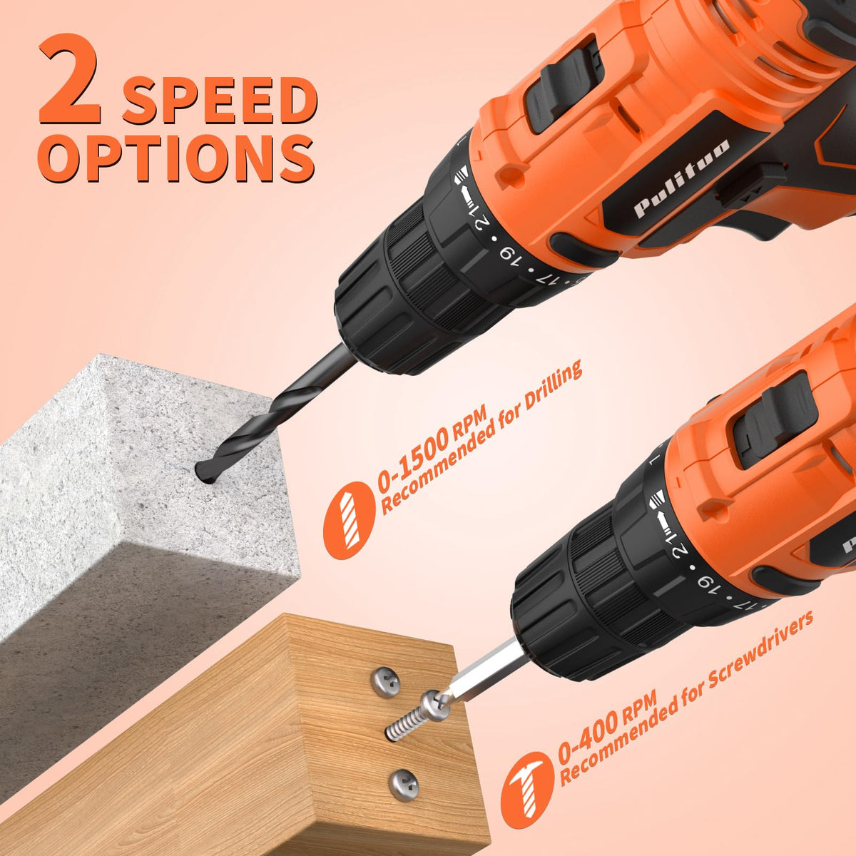 PULITUO LED work light helps accurate drilling in dark spaces.