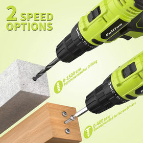 PULITUO drill showcasing versatile speed settings for delicate to heavy tasks
