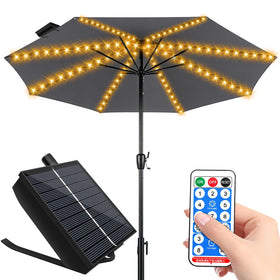 PULIVIA solar umbrella lights panel powers extended night use after daylight charging