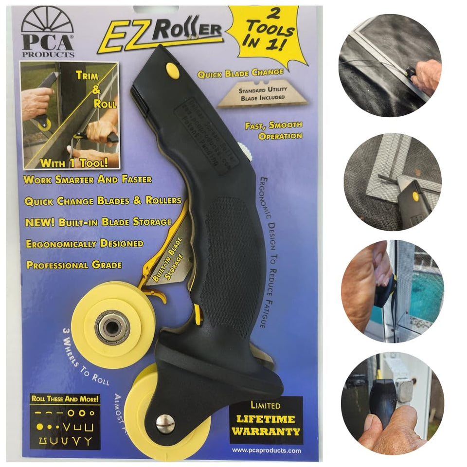 Pull A Post screen roller tool with ergonomic handle for comfortable screen installation.