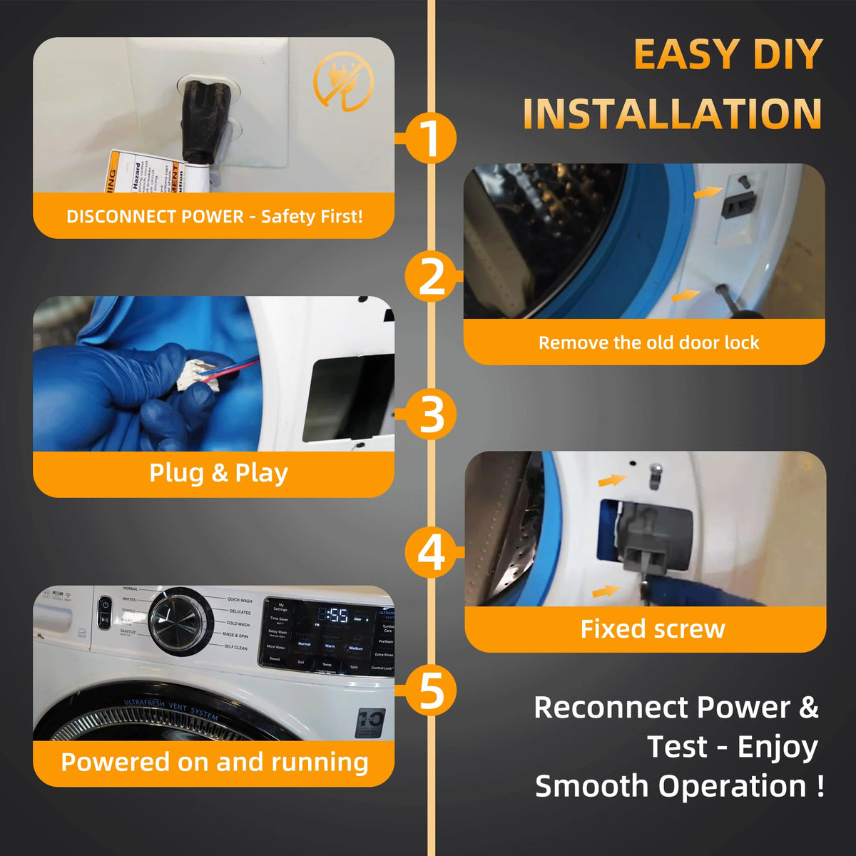 Pulluty GE door lock for GFW650SPN2SN delivers secure latch performance
