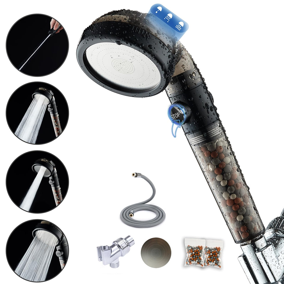 PumodTec handheld filtered shower head for easy rinsing and control