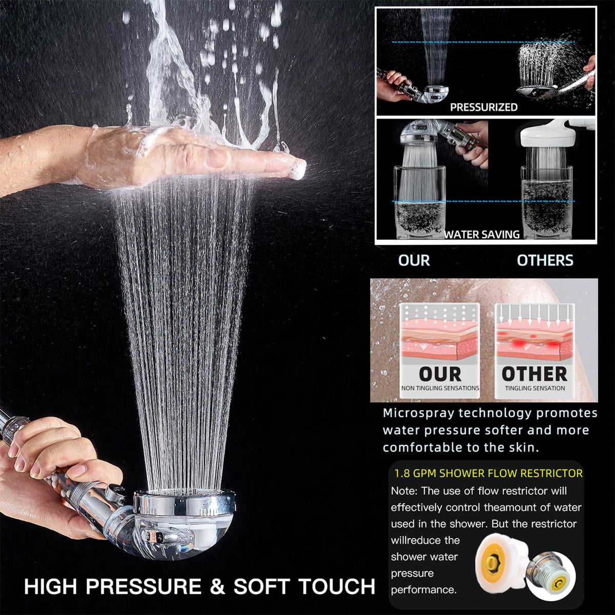 PumodTec mineral filter stones closeup illustrates water-softening for smoother skin.