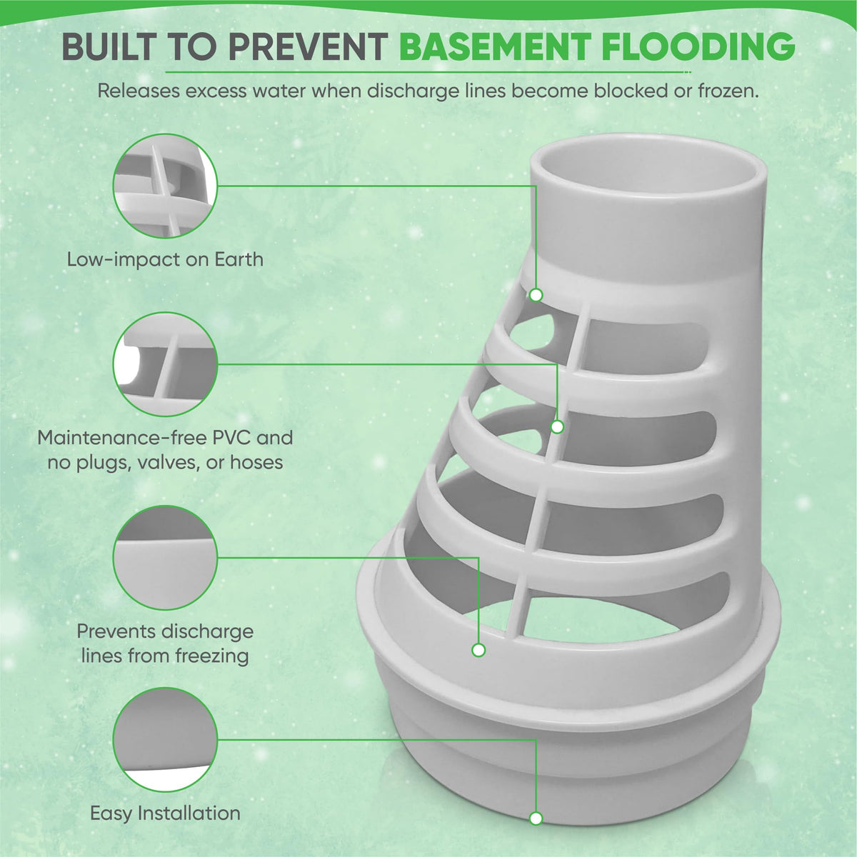 PumpSpy Freeze Drain requires no valve, hose, or plug for setup