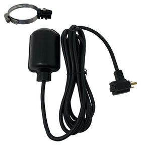 PumpSpy tether float switch mounted on a sump pump for reliable water level sensing.