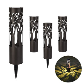 PUMPSUN solar pathway light with bronze finish and tree pattern for stylish garden borders.
