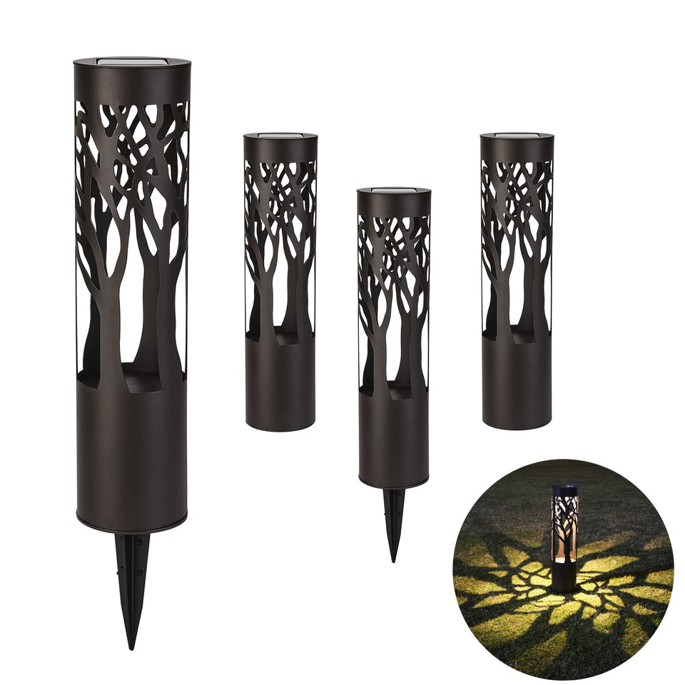 PUMPSUN solar pathway light with bronze finish and tree pattern for stylish garden borders.