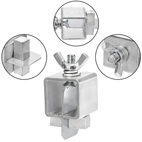 Pumtus clamps in use for edge-to-edge welding on metal panels.