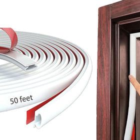 Pundin white weather strip on a door seal for better insulation and quieter rooms