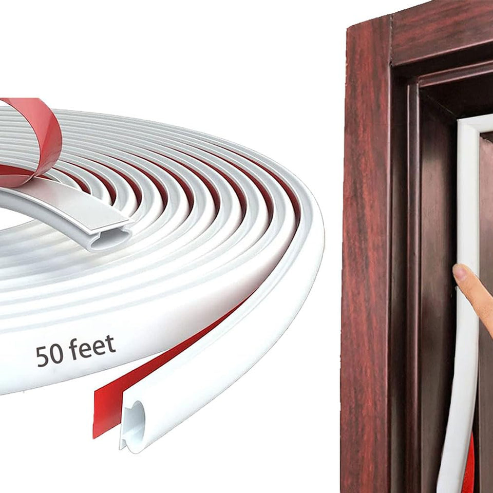 Pundin white weather strip on a door seal for better insulation and quieter rooms