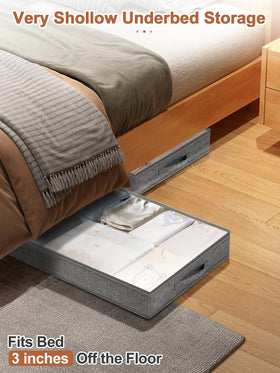 Punemi under-bed storage bin with open clear lid for quick access.