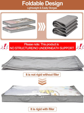 Punemi under-bed storage bin side view showing soft flexible sides.
