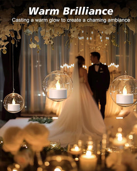 PUNPUBA flameless tea lights in a lantern display.