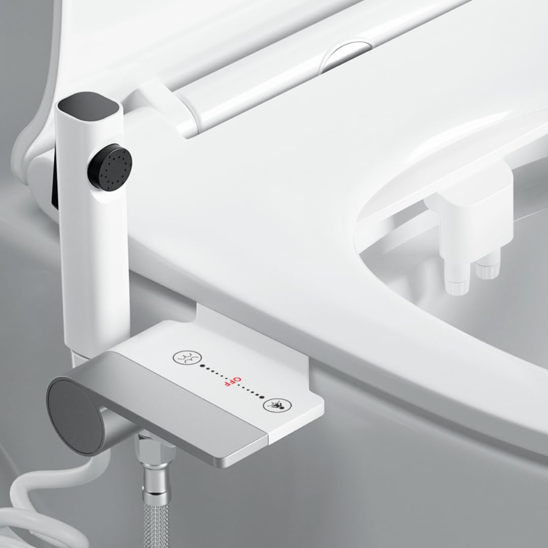 Puobao 3-in-1 bidet attachment with dual nozzles for targeted feminine and rear wash.