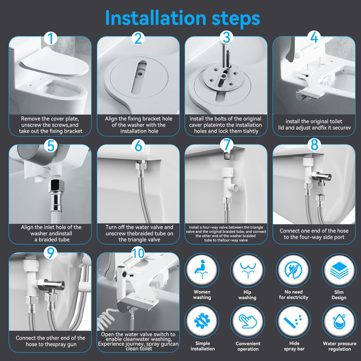 Puobao easy installation bidet attachment for quick setup without tools.