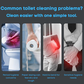 Puobao extended hose enables bathroom floor rinsing and convenient cleaning beyond the toilet.