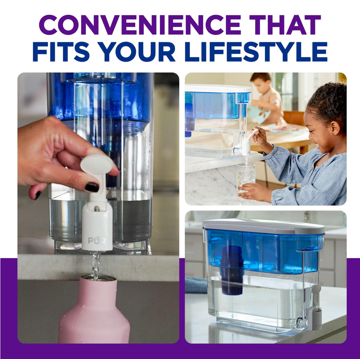 Genuine PUR filter attached to the 30-Cup dispenser delivers trusted filtration