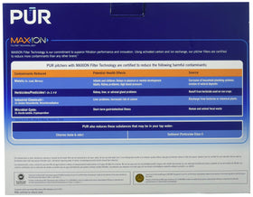 PUR MAXION 4-pack in-use demonstrates easy replacement and fresh-tasting water.
