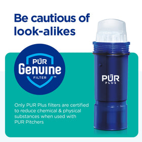 PUR Plus 11-Cup Water Pitcher shows filter-change indicator light for timely maintenance.