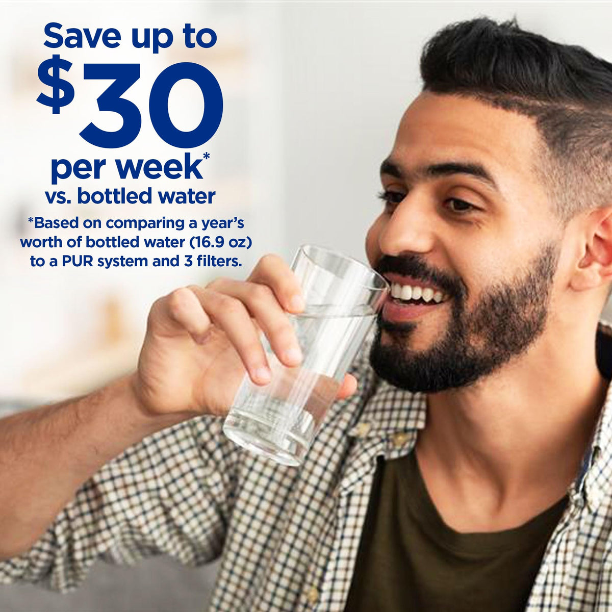 PUR Plus 3-in-1 filtration technology image highlighting enhanced contaminant reduction for healthier hydration.