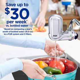 PUR Plus 3-stage filtration reduces chlorine and contaminants for better flavor.