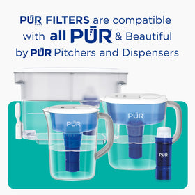 Visual comparing bottled water costs against PUR Plus daily use savings