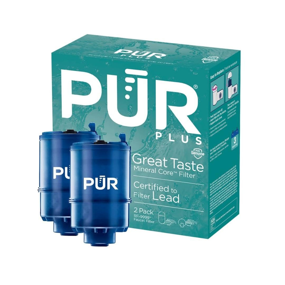 PUR Plus faucet-mount filter assembly for easy installation and clean water.