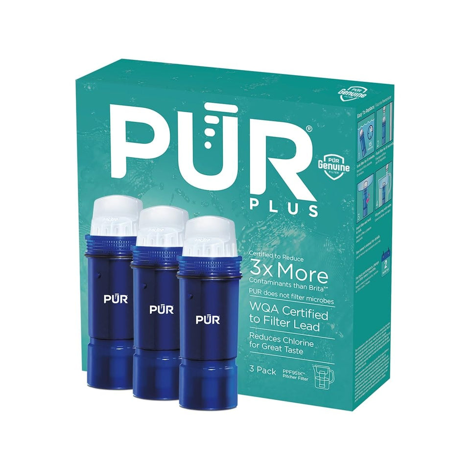 PUR Plus pitcher replacement filter being installed for lead reduction and cleaner water