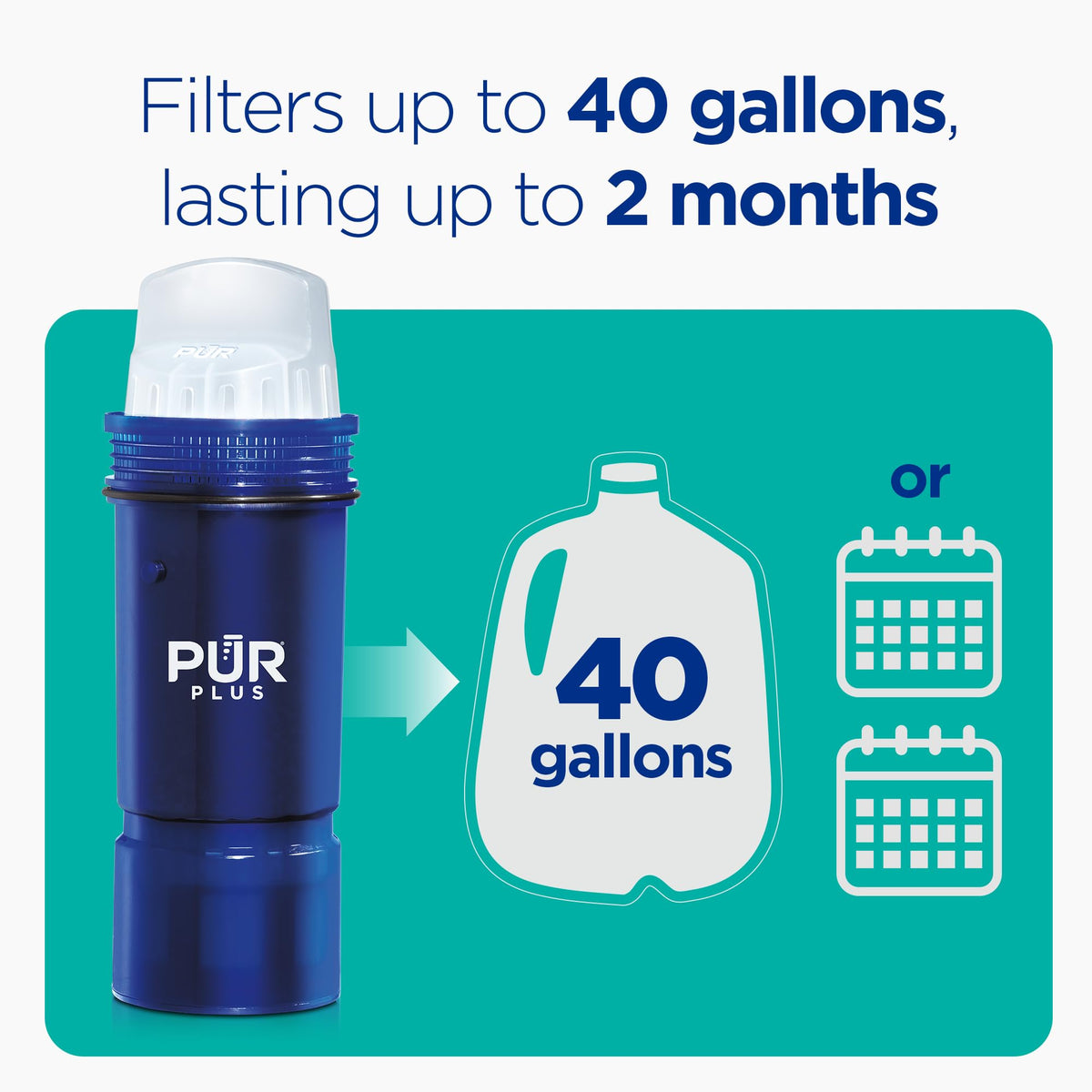 Lead reduction filtration badge on PUR Plus filter demonstrates safety focused performance