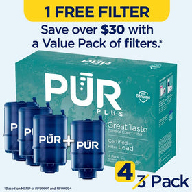 PUR Plus mineral-core filter 3-in-1 reduces contaminants while preserving minerals.