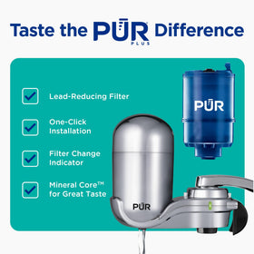 PUR Plus vertical installation on most standard faucets without tools.