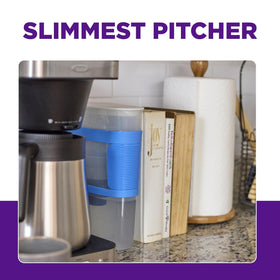 PUR Slim Water Pitcher mini fridge fit slides into tight fridge doors.