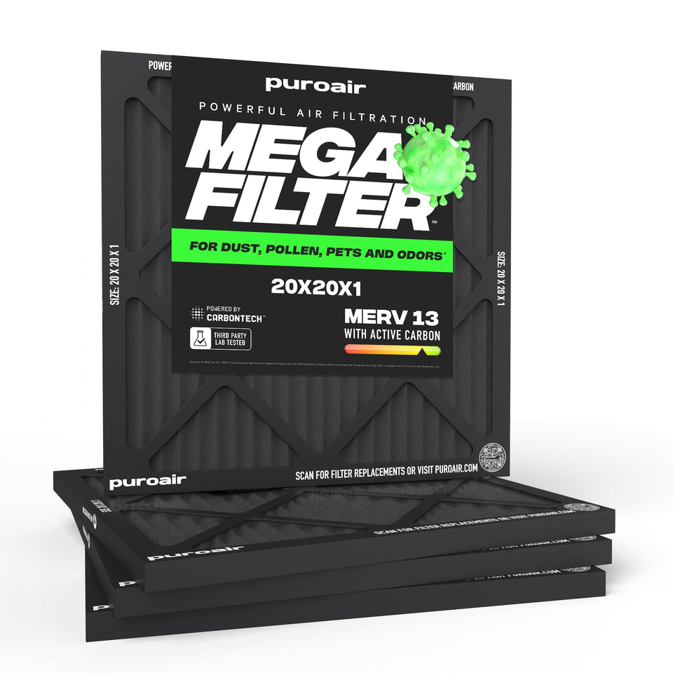 PuroAir MegaFilter 20x20x1 installed in HVAC unit for cleaner air.