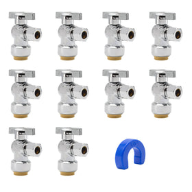 Purageir pushfit angle stop valve with 12x38 thread enables quick no-solder installation on copper lines.