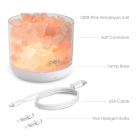 Pure Enrichment PureGlow dimmable lamp shows five brightness levels for personalized lighting.