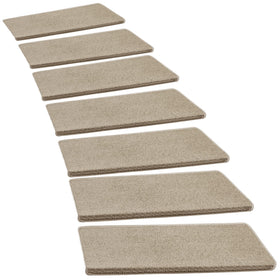 PURE ERA bullnose stair treads on cream-gray stairs offer secure footing.