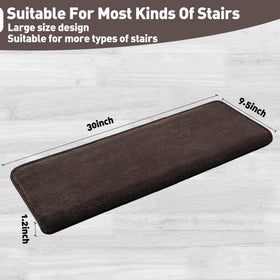 PURE ERA dark brown stair treads add cozy style.