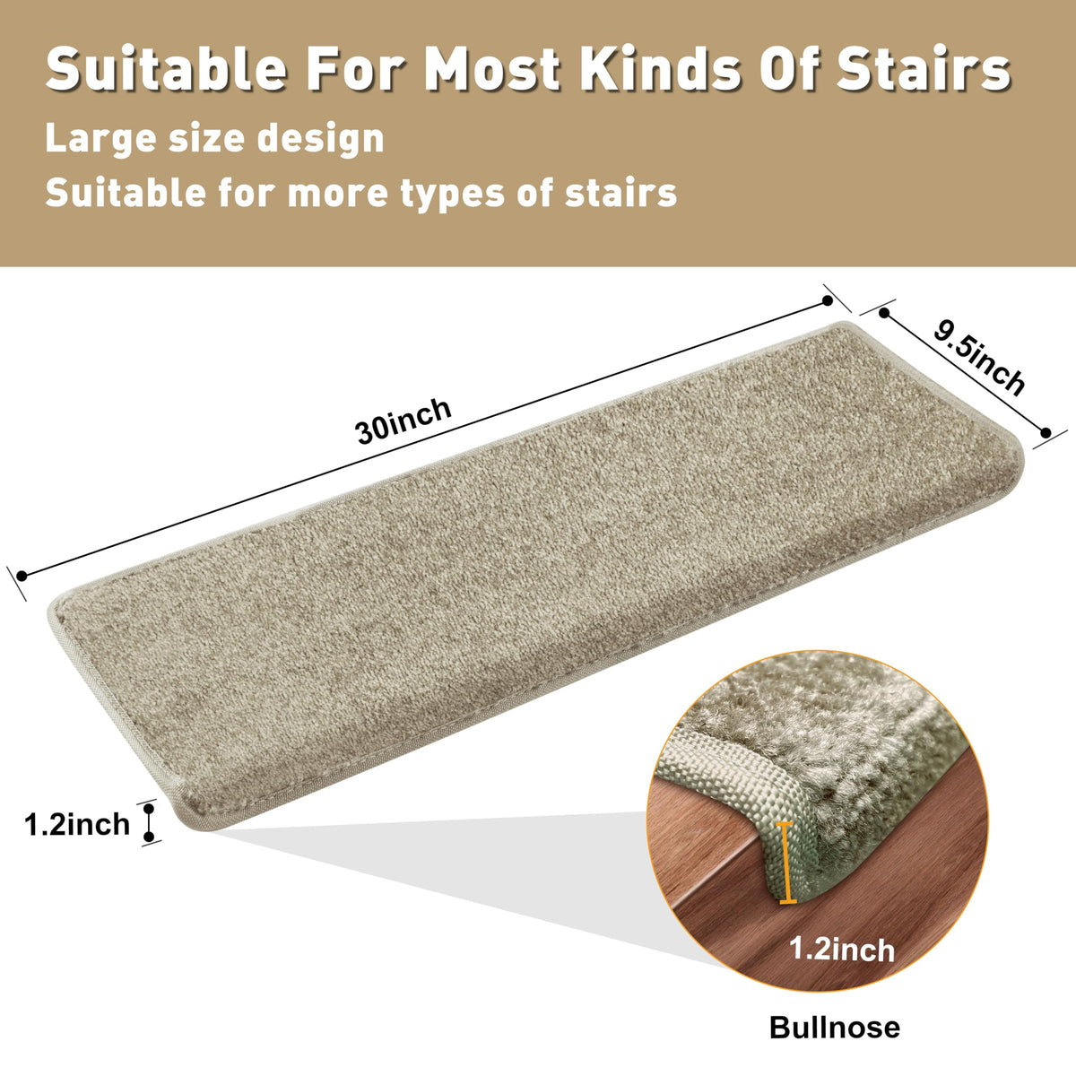 PURE ERA soft cream-gray stair tread profile provides comfortable underfoot.