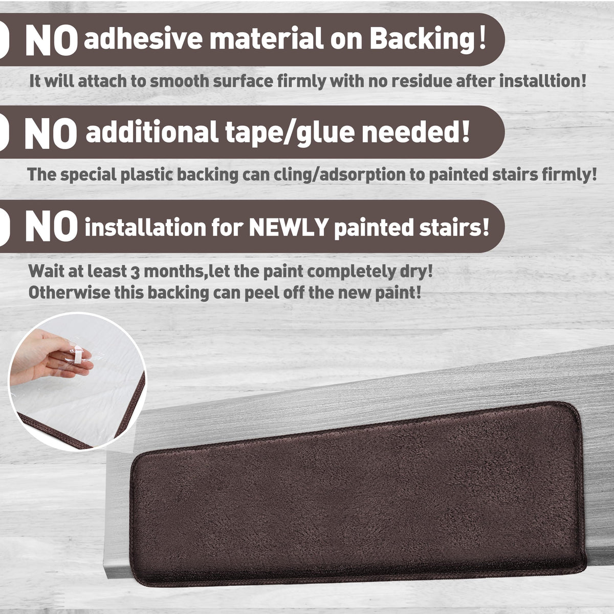 PURE ERA treads with gel backing cling without adhesives.