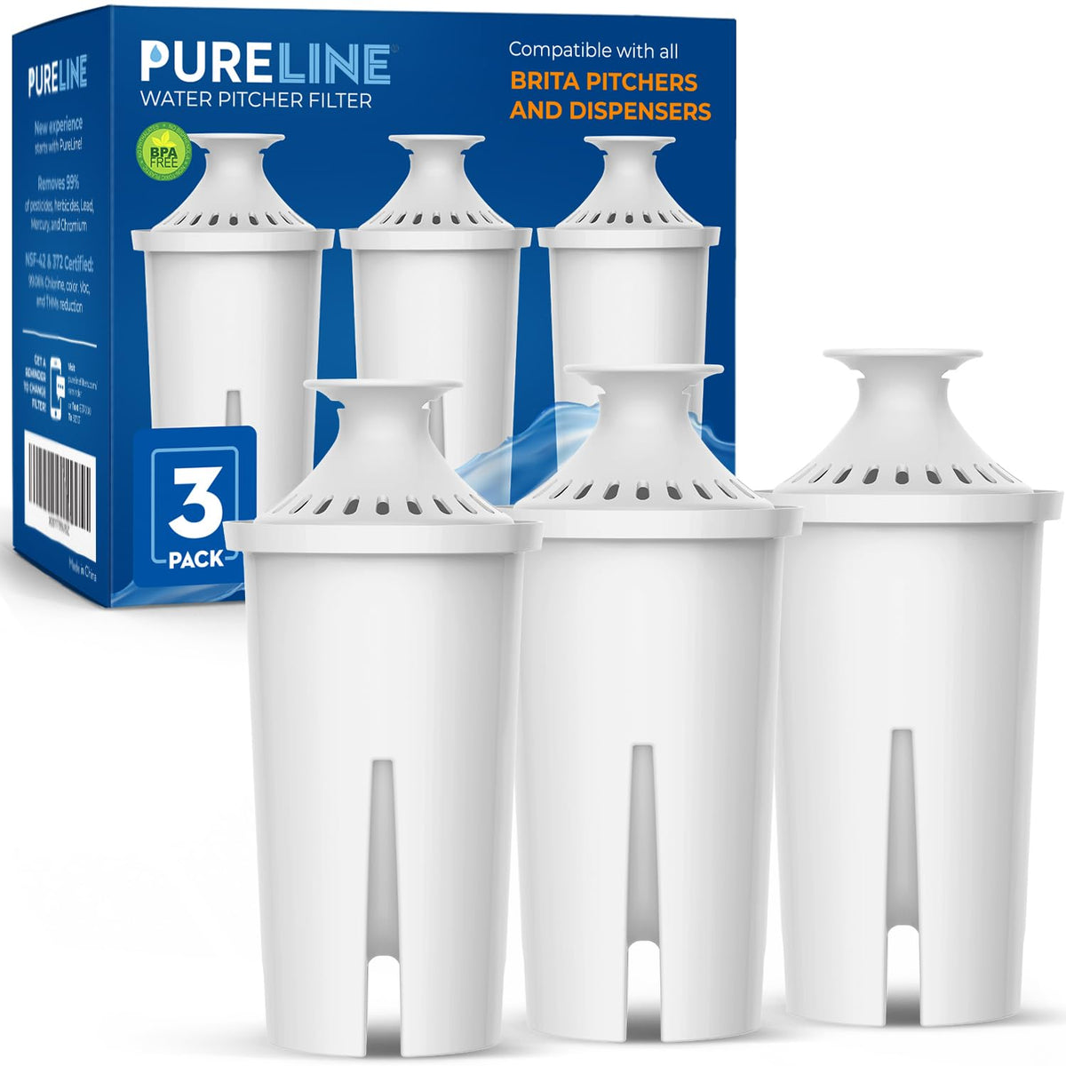 PURELINE Brita replacement filter 3-pack for clean, great-tasting water