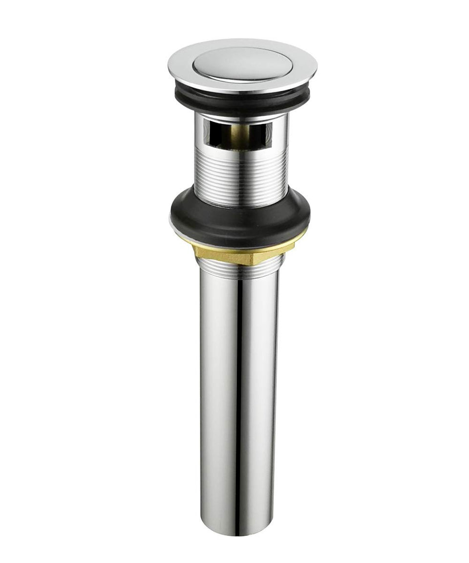 Purelux chrome drain stopper with overflow enhances vanity sink aesthetics