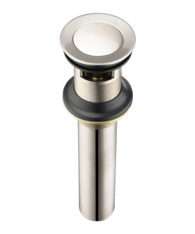 Purelux pop-up drain assembly with overflow enables quick sealing and draining.