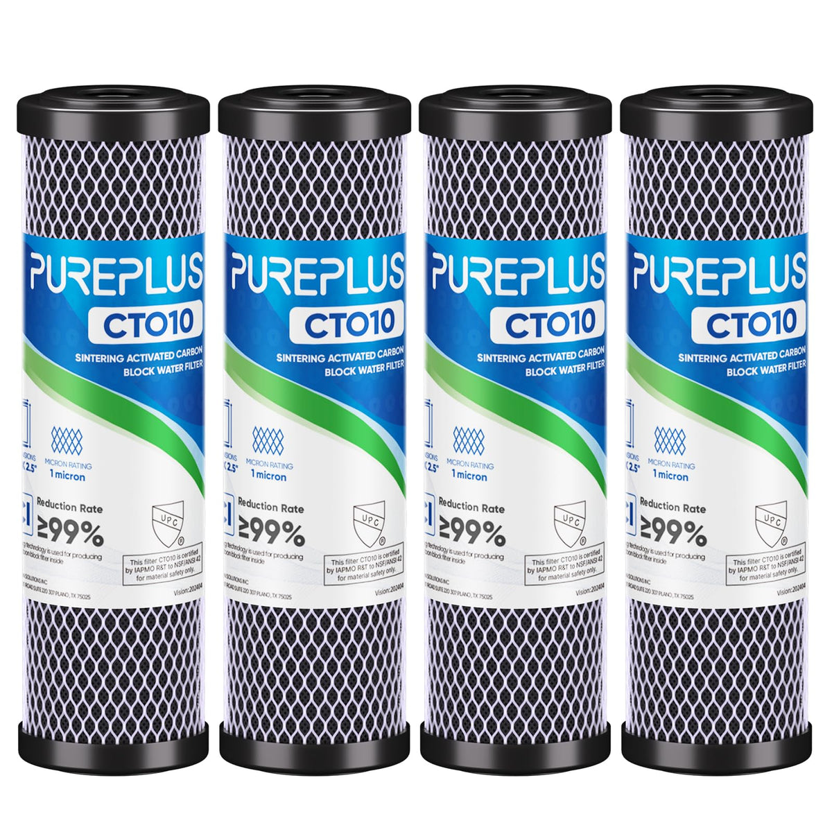 PUREPLUS 1-micron carbon filter for 10x2.5-inch systems reduces chlorine for better-tasting water.