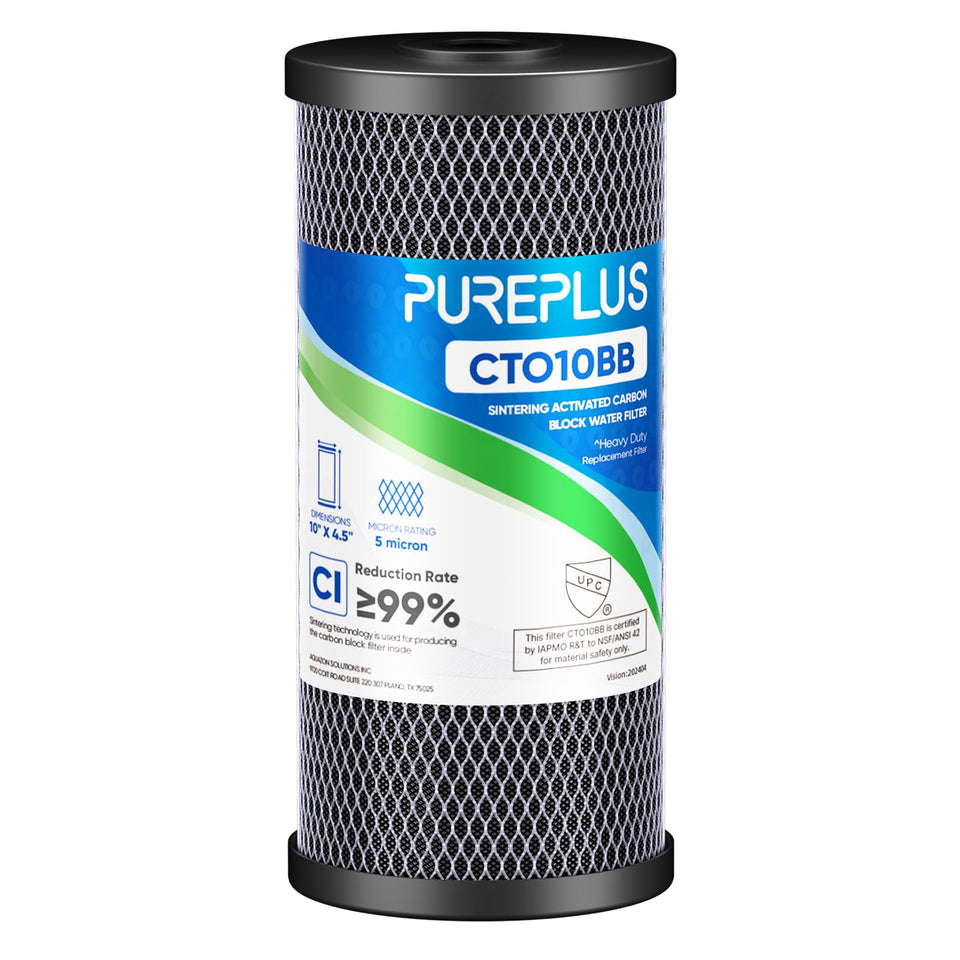 PUREPLUS 10x4.5-inch coconut shell carbon filter ready for whole-house filtration
